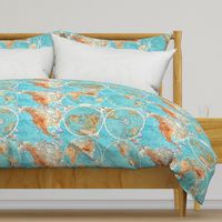 Map Wraps™ Mother Earth Cotton Sateen Fat Quarter (Sky Blue)