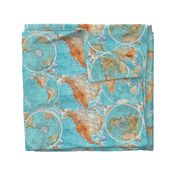 Map Wraps™ Mother Earth Cotton Sateen Fat Quarter (Sky Blue)