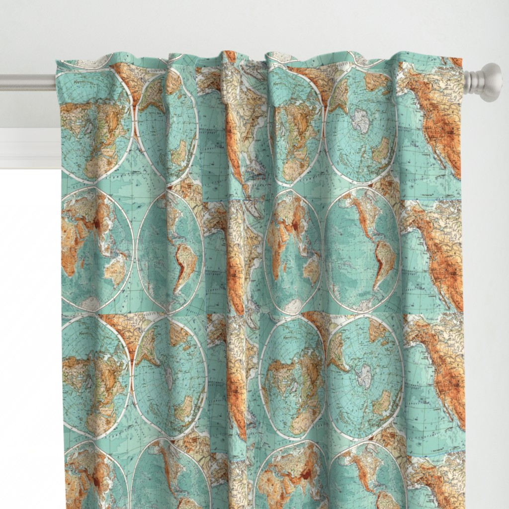 Map Wraps™ Mother Earth Organic Cotton Sateen Fat Quarter (Sea Green) 