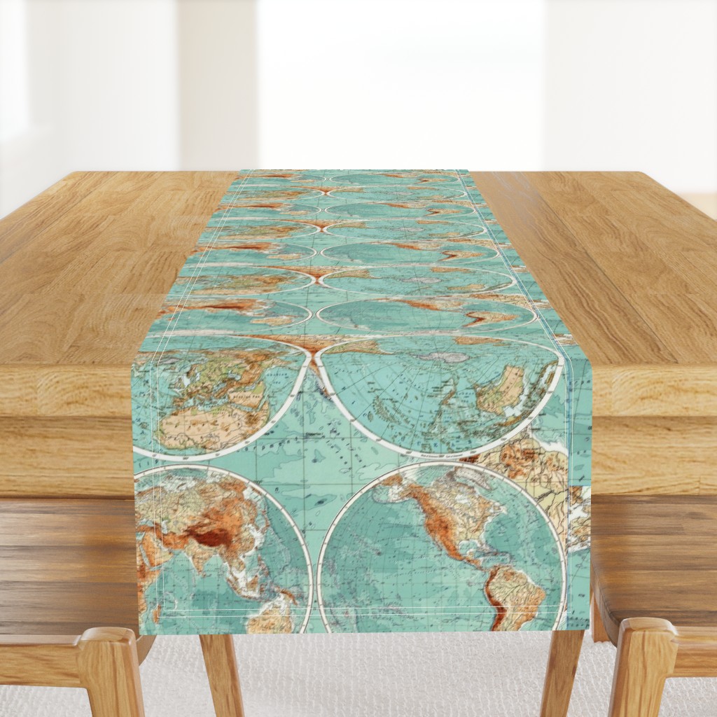 Map Wraps™ Mother Earth Organic Cotton Sateen Fat Quarter (Sea Green) 