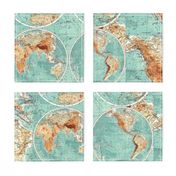 Map Wraps™ Mother Earth Organic Cotton Sateen Fat Quarter (Sea Green) 