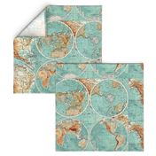 Map Wraps™ Mother Earth Organic Cotton Sateen Fat Quarter (Sea Green) 