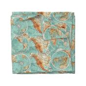 Map Wraps™ Mother Earth Organic Cotton Sateen Fat Quarter (Sea Green) 