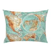 Map Wraps™ Mother Earth Organic Cotton Sateen Fat Quarter (Sea Green) 