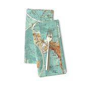 Map Wraps™ Mother Earth Organic Cotton Sateen Fat Quarter (Sea Green) 