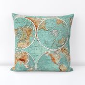 Map Wraps™ Mother Earth Organic Cotton Sateen Fat Quarter (Sea Green) 