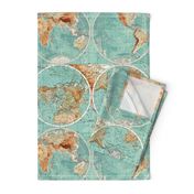 Map Wraps™ Mother Earth Organic Cotton Sateen Fat Quarter (Sea Green) 