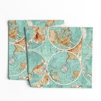 Map Wraps™ Mother Earth Organic Cotton Sateen Fat Quarter (Sea Green) 