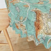 Map Wraps™ Mother Earth Organic Cotton Sateen Fat Quarter (Sea Green) 