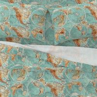 Map Wraps™ Mother Earth Organic Cotton Sateen Fat Quarter (Sea Green) 