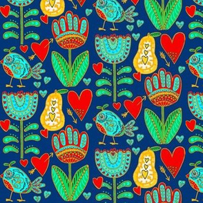 Hopes Garden / Folk Art on Navy  