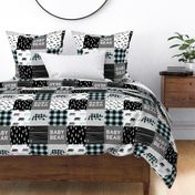 baby bear patchwork quilt top - baby blue || buffalo plaid C18BS