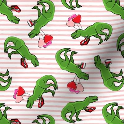 Valentine's Day Trex - toss on pink stripes