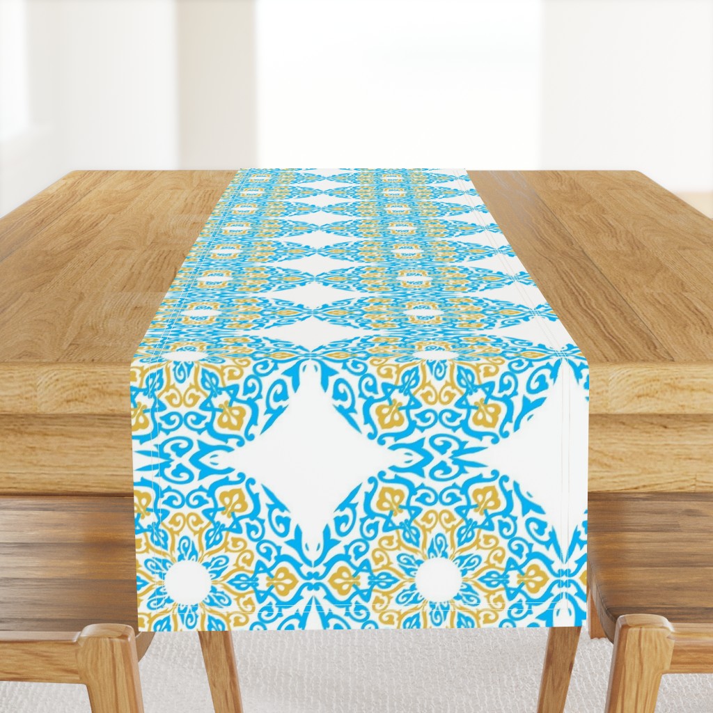 Mandala Blue and Gold on White