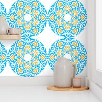 Mandala Blue and Gold on White