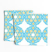 Mandala Blue and Gold on White