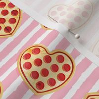 heart shaped pizza - valentines day - pink stripes