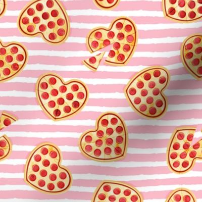 heart shaped pizza - valentines day - pink stripes