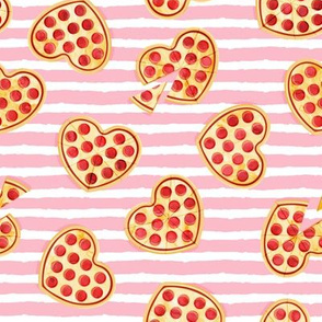 heart shaped pizza - valentines day - pink stripes