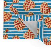 heart shaped pizza - valentines day - blue stripes