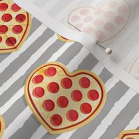 heart shaped pizza - valentines day - grey stripes