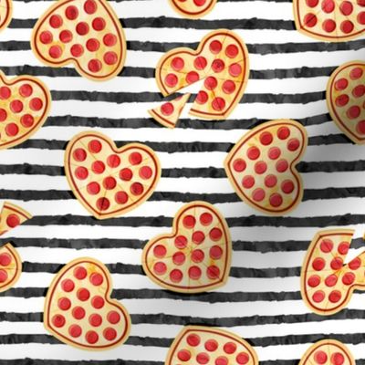 heart shaped pizza - valentines day - black stripes