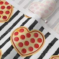 heart shaped pizza - valentines day - black stripes