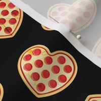heart shaped pizza - valentines day - black