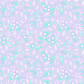 Turquoise and lilac floral pattern in retro style