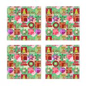 christmas abstract pattern in red-green colors 