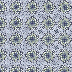 Soft blue floral with crosshatched background