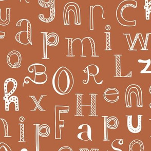 Cool kids alphabet abc back to school design type text font fabric copper brown gender neutral fall winter
