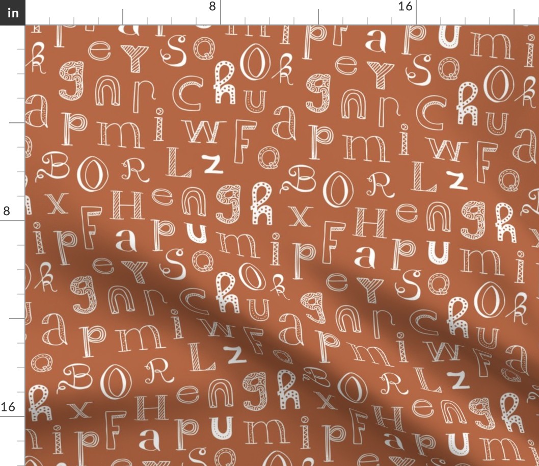 Cool kids alphabet abc back to school design type text font fabric copper brown gender neutral fall winter