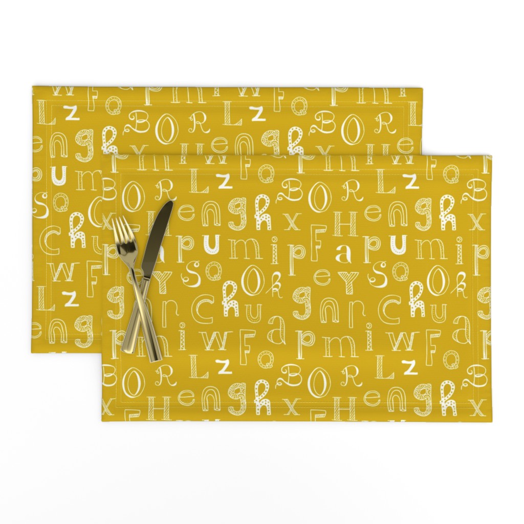 Cool kids alphabet abc back to school design type text font fabric yellow mustard gender neutral fall winter