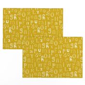 Cool kids alphabet abc back to school design type text font fabric yellow mustard gender neutral fall winter