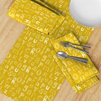 Cool kids alphabet abc back to school design type text font fabric yellow mustard gender neutral fall winter