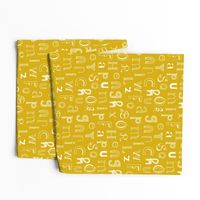 Cool kids alphabet abc back to school design type text font fabric yellow mustard gender neutral fall winter