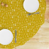 Cool kids alphabet abc back to school design type text font fabric yellow mustard gender neutral fall winter