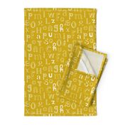 Cool kids alphabet abc back to school design type text font fabric yellow mustard gender neutral fall winter