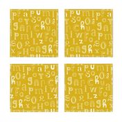 Cool kids alphabet abc back to school design type text font fabric yellow mustard gender neutral fall winter