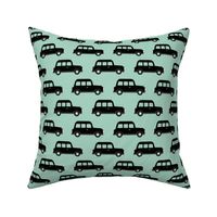 London black cab taxi boys car black and white retro mint