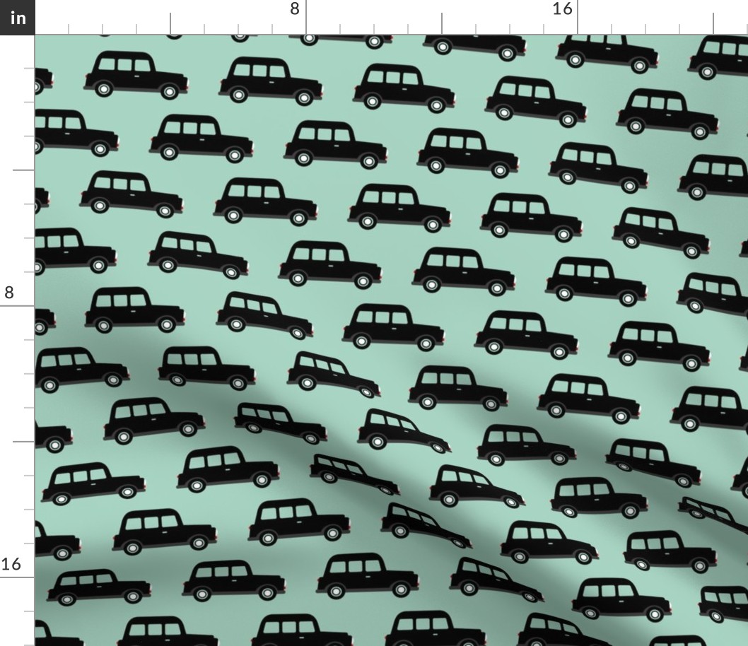 London black cab taxi boys car black and white retro mint