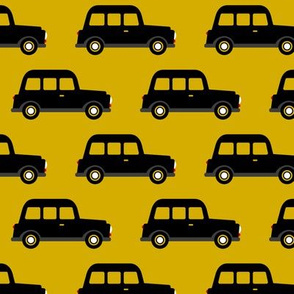 London black cab taxi boys car black and white retro mustard yellow