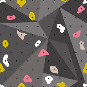 Climbing boulders bouldering gym abstract geometric grips patterns pink yellow gray
