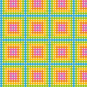 Pastel Rainbow dots in yellow purple green blue pink and orange