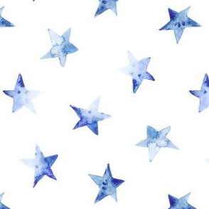 Tender blue watercolor stars