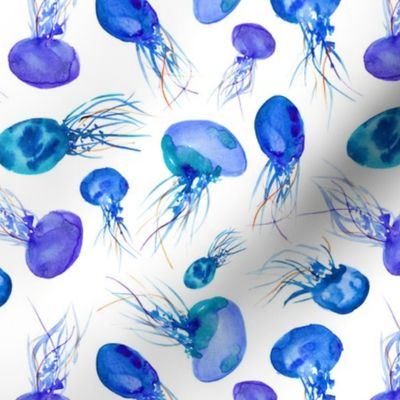 Watercolor blue jellyfish