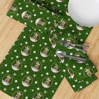 Kayak Christmas Tree pattern - winter kayaks in the snow - green