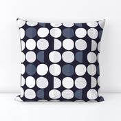 Abstract moon cycle phase Scandinavian minimal retro circle design gender neutral navy sky blue