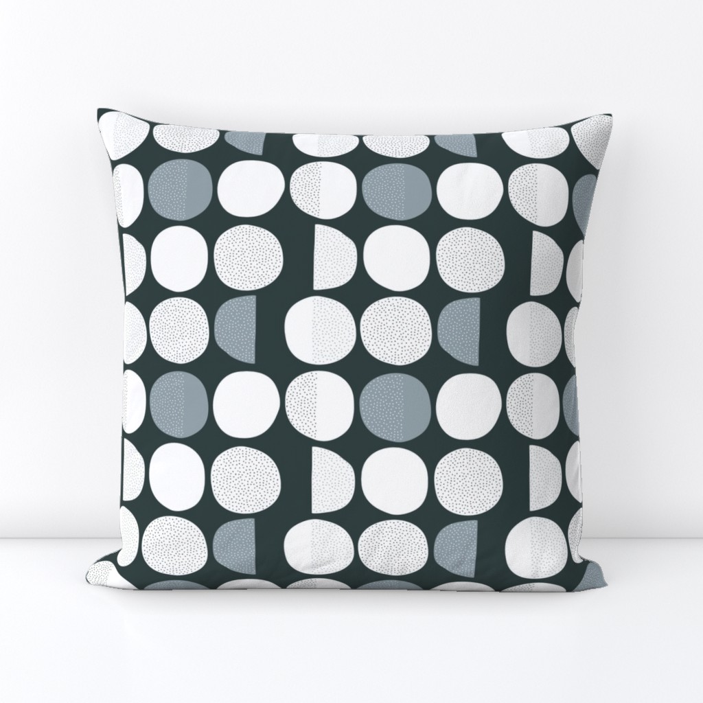 Abstract moon cycle phase Scandinavian minimal retro circle design gender neutral stone blue